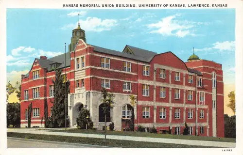A987 US Kansas Memorial Union Building University Lawrence Vintage Postkarte