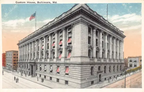 A987 US Custom House Baltimore Maryland Vintage Postkarte