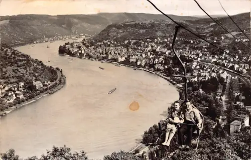 B075 Deutschland Blick ins Rheintal bei Boppard Sesselbahn Sesselbahn RPPC Postkarte