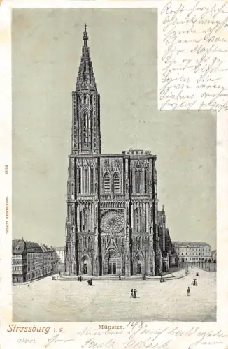 L125 Frankreich 1905 Straßburger Dom Vintage Postkarte