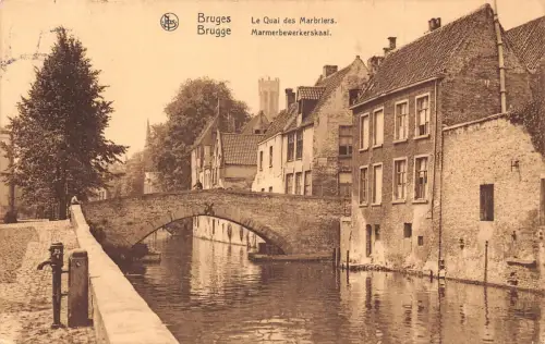 C055 Belgien Brügge Le Quai des Marbriers 1921 alte Postkarte