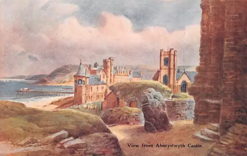 L245 Wales Ansicht von Aberystwyth Castle Vintage Postkarte