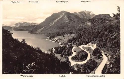 B090 Deutschland Walchensee Urfeld Kasselbergstraße Autobahn RPPC Vintage Postkarte