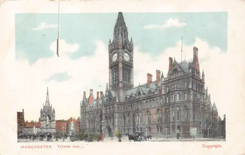A948 England 1905 Manchester Town Hall Vintage Postkarte