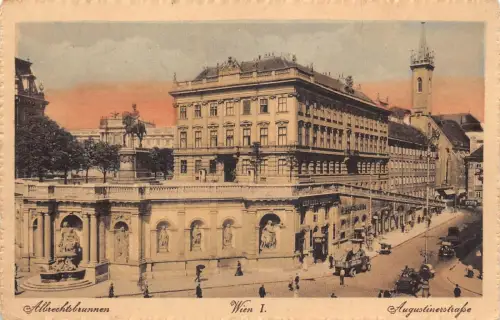 L097 Österreich Wien Albrechtsbrunnen Augustinerstraße Autos Oldtimer Postkarte