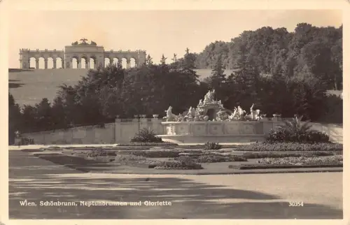 L097 Österreich 1944 Wien Schönbrunn und Gärten Gloriette RPPC Vintage Postkarte