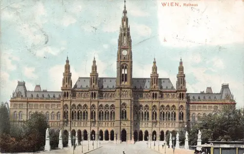 L097 Österreich Wien Rathaus Rathaus Vintage Postkarte