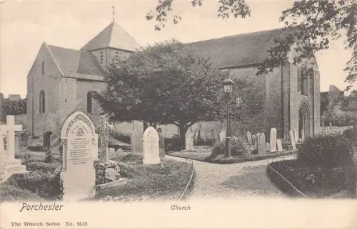 A032 England Porchester Kirche Vintage Postkarte