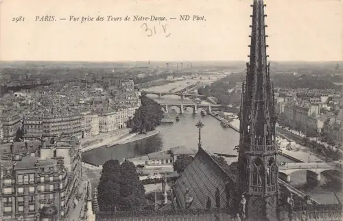 C031 Frankreich, Paris Vue prise des Tours de Notre-Dame Vintage Postkarte