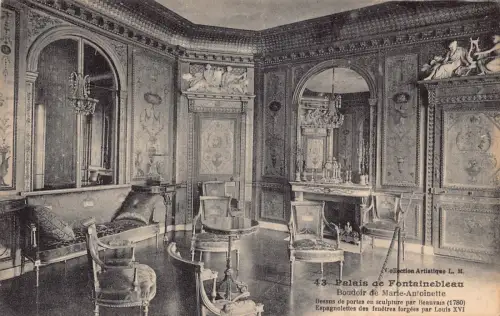 A819 Frankreich 1929 Palais de Fontainebleau Budoir de Marie Antoinette Postkarte