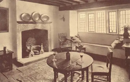 A023 England restauriertes Zimmer Lygon Arms Broadway Vintage Postkarte