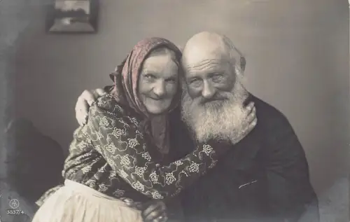 L396 Altes Paar 1909 Vintage Postkarte