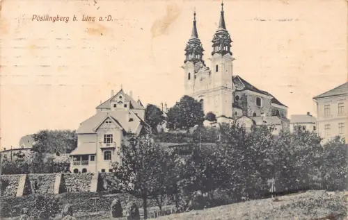 C038 Österreich, Linzer Kirche 1913 alte Postkarte