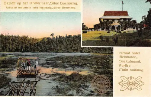 L281 Indonesien Niederländisch-Ostindien Hotel Bergsee Sitoe Goenoeng Postkarte