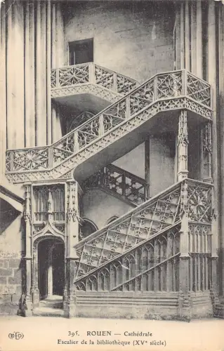 C056 Frankreich Rouen Kathedrale Escalier de la bibliotheque Vintage Postkarte
