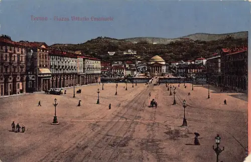 A976 Italien Torino Piazza Vittorio Emanuele Platz Turin Vintage Postkarte
