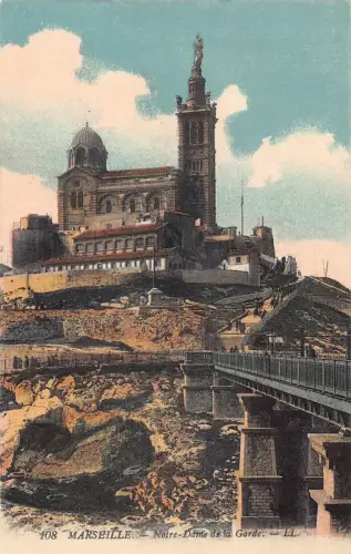 C074 Frankreich Marseille Notre Dame de la Garde Vintage Postkarte