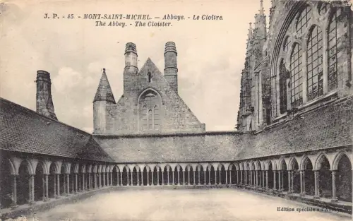 A826 Frankreich Mont St Michel Abtei und Kreuzgang Vintage Postkarte