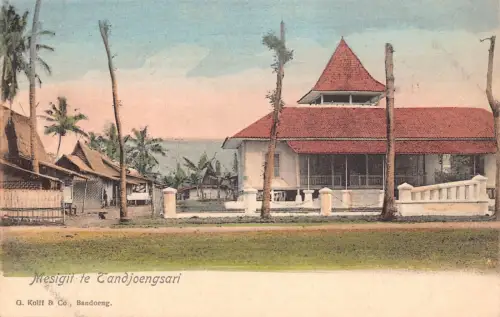 L282 Indonesien Niederländisch-Ostindien Mesigit te Tandjoengsari Haus Postkarte