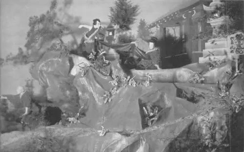 L276 Japan Kabuki Theater Szene Mann und Frau auf Klippe Echt Foto Postkarte