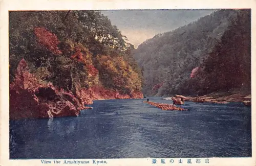 L276 Japan Ansicht des Arashiyama Kyoto Boats River Vintage Postkarte