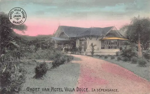 L282 Indonesien Niederländisch-Ostindien Groet Van Hotel Villa Dolce Dependance Postkarte