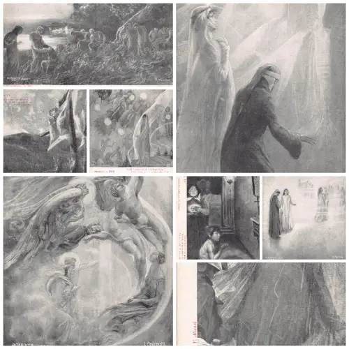 L485 Divina Comedia Paradise Religion Set 8 Vintage Postkarten