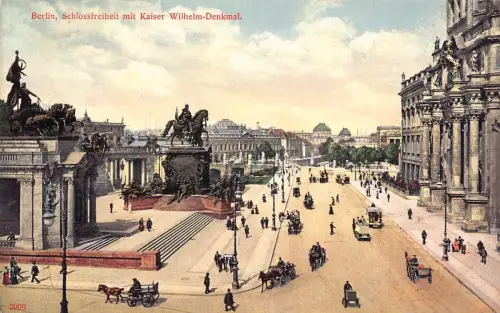 A021 Deutschland Berlin Schlossfreiheit Kaiser Wilhelm Denkmal Kutsche Postkarte