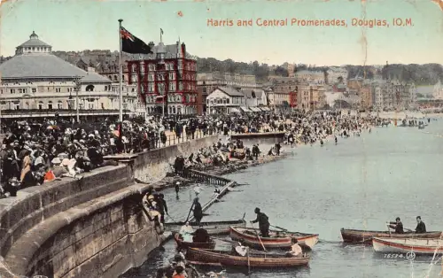 B129 England 1922 Harris and Central Promenades Douglas Isle of Man Postkarte