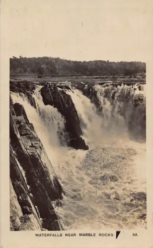 A955 Indien Wasserfälle in der Nähe von Marmorfelsen Jabalpur RPPC Vintage Postkarte