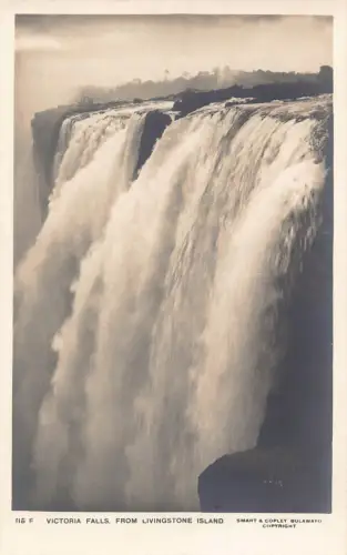 A955 Simbabwe Victoriafälle von Livingstone Island RPPC Vintage Postkarte