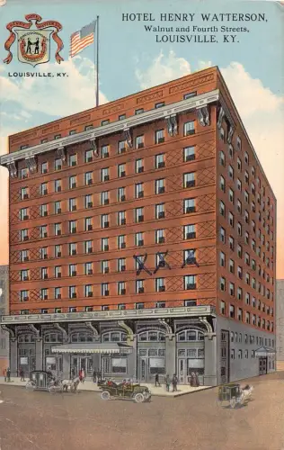 A025 US Louisville Kentucky Hotel Henry Watterson Walnut, Fourth st Auto Postkarte