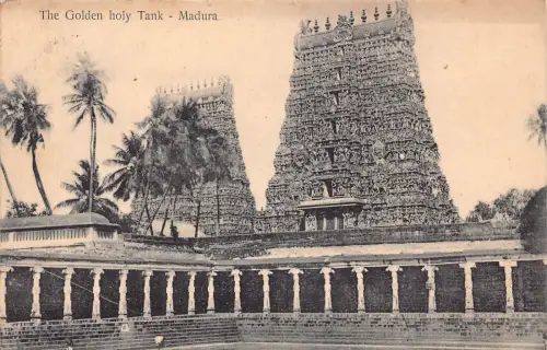 A024 Indien Madura Der goldene heilige Panzer Vintage Postkarte