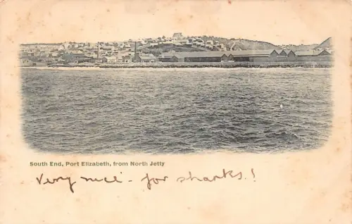 B219 Südafrika South End Port Elizabeth vom North Jetty Vintage Postkarte