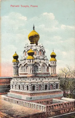 B220 Indien Poona Parvatti Tempel Vintage Postkarte