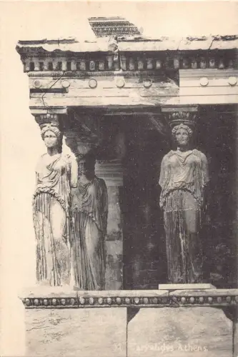 B220 Griechenland Karyatiden Athen Statuen Vintage Postkarte