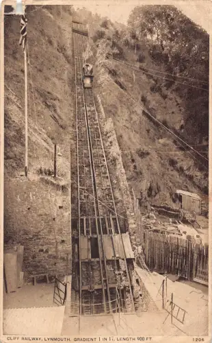 A980 England 1929 Cliff Railway Lynmouth Standseilbahn Vintage Postkarte
