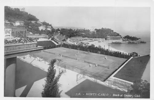 L117 Monaco Monte-Carlo Beach el Country Club Tennisfeld Vintage Postkarte