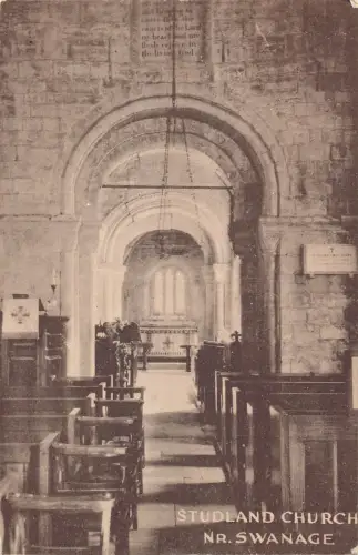 A882 England Studland Church Nr Swanage Vintage Postkarte