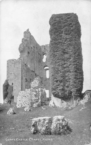 A882 England Corfe Castle Chapel Ruins Vintage Postkarte