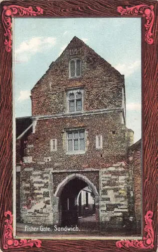 A882 England Fisher Gate Sandwich Passepartout Angler's Stories Adv Postkarte