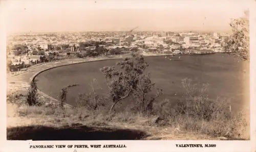 B225 Australien Panorama von Perth RPPC Vintage Postkarte