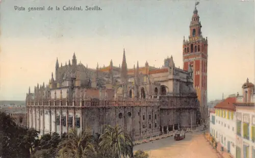 Spanien Sevilla Vista General del Catedral Vintage Postkarte