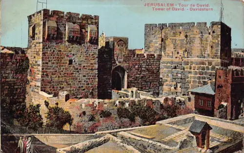 Israel Jerusalem Turm David Vintage Postkarte