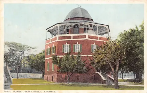 Bahamas Nassau Public Library Vintage Postkarte
