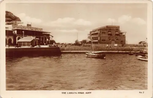Jemen The Landing Stage Aden Boat RPPC Vintage Postkarte