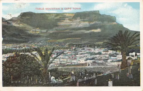 Südafrika 1909 Tafelberg und Kapstadt Vintage Postkarte