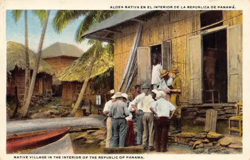 Panama Native Village Boys Vintage Postkarte