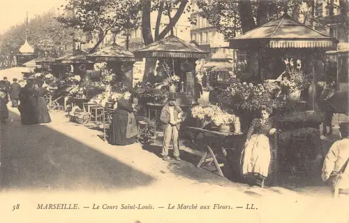 A831 Frankreich Marseille Cours Saint Louis Marche Fleurs Blumen Verkäufer Postkarte