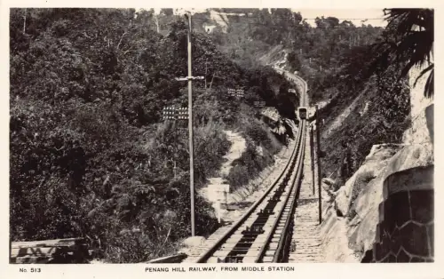 A831 Malaysia Penang Hill Railway vom Mittelbahnhof Zug Vintage Postkarte
